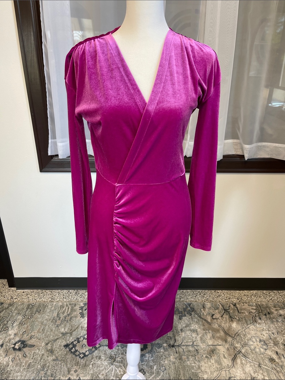 Women’s Pink/Plum Velvet Wrap Ruched Dress